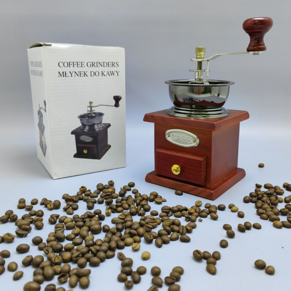 Ручная механическая деревянная кофемолка COFFEE GRINDER с регулировкой степени помола